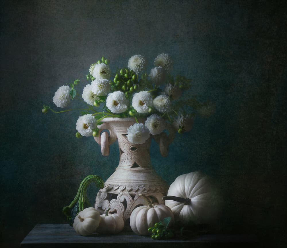 Elegant Autumn Still Life by Catherine Wang — canvas wall art