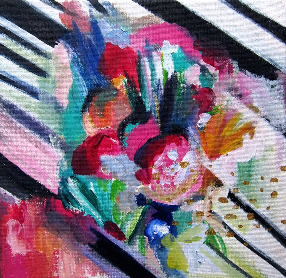 Vibrant Abstract Floral Bouquet by Christine Lindstrom — canvas wall art