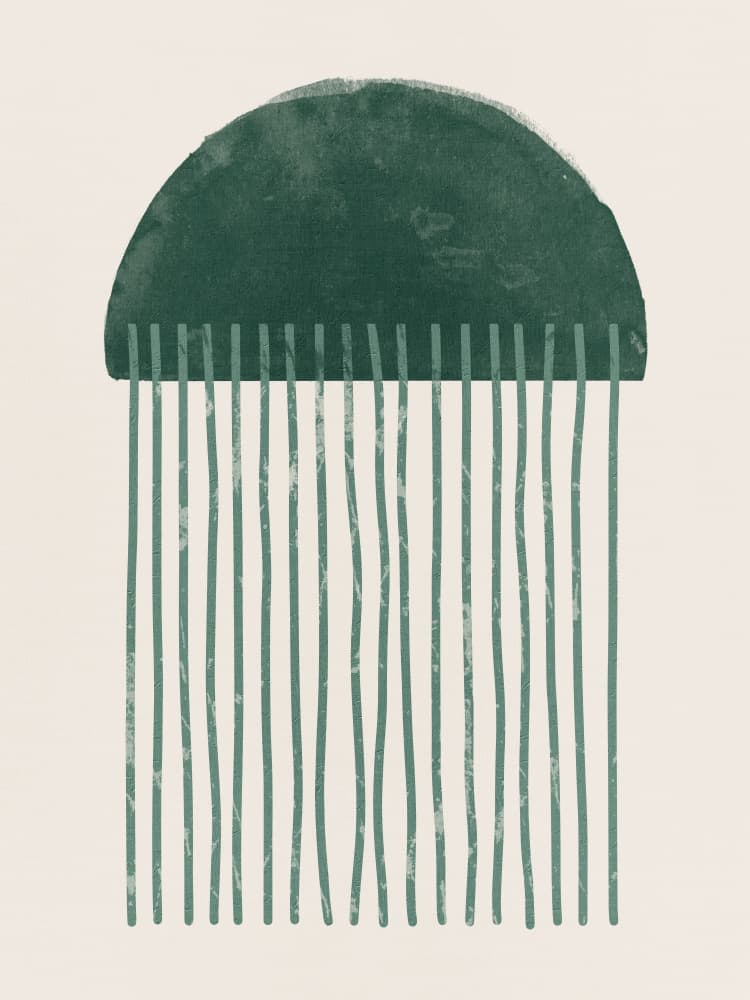 Minimalist Green Rain by Ema Paraschiv — canvas wall art