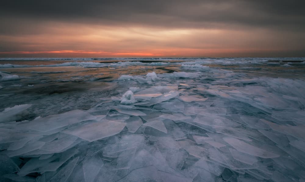 Broken Ice Sunset by Donald Luo — canvas wall art