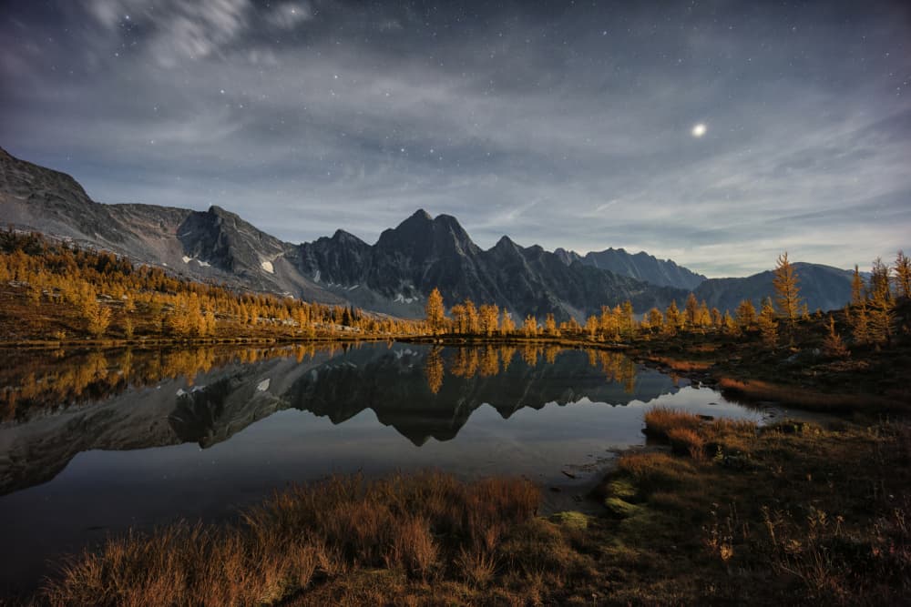 Moonlit Autumn Lake Reflection by Tomomi Yamada — canvas wall art