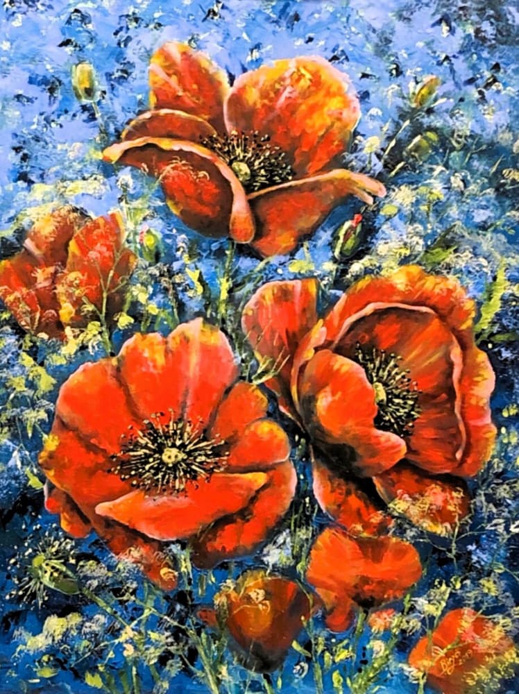 Vibrant Red Poppies by Anda Bieza — canvas wall art