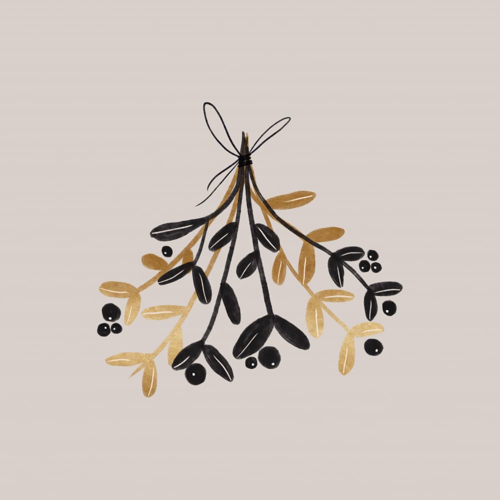 Golden Black Mistletoe by Orara Studio — canvas wall art