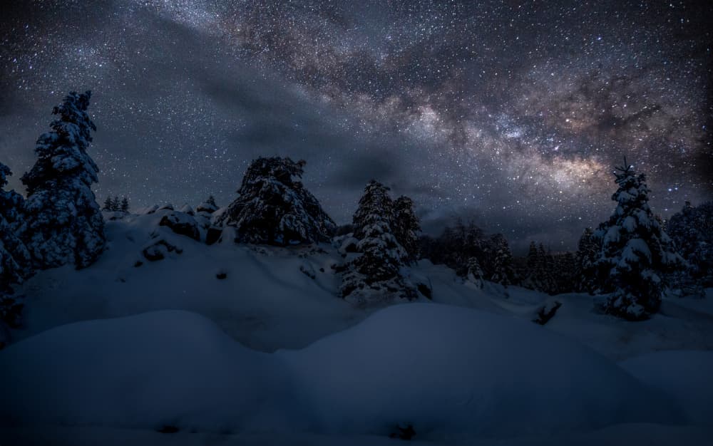 Milky Way Winter Night by Khalid Jamal — canvas wall art