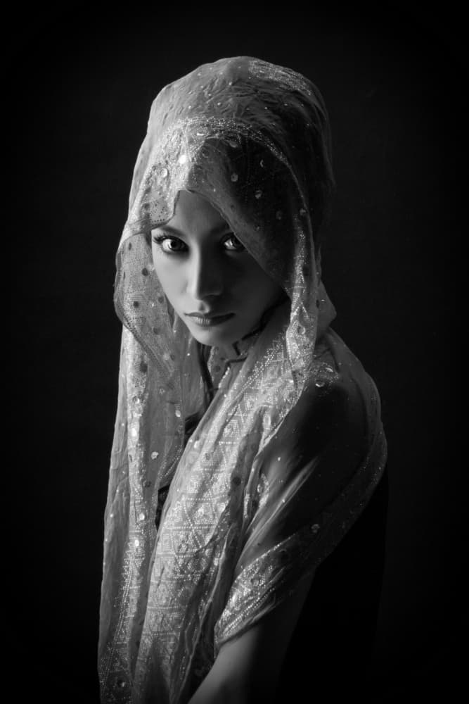 Mysterious Veiled Gaze by Yansen Sugiarto — canvas wall art