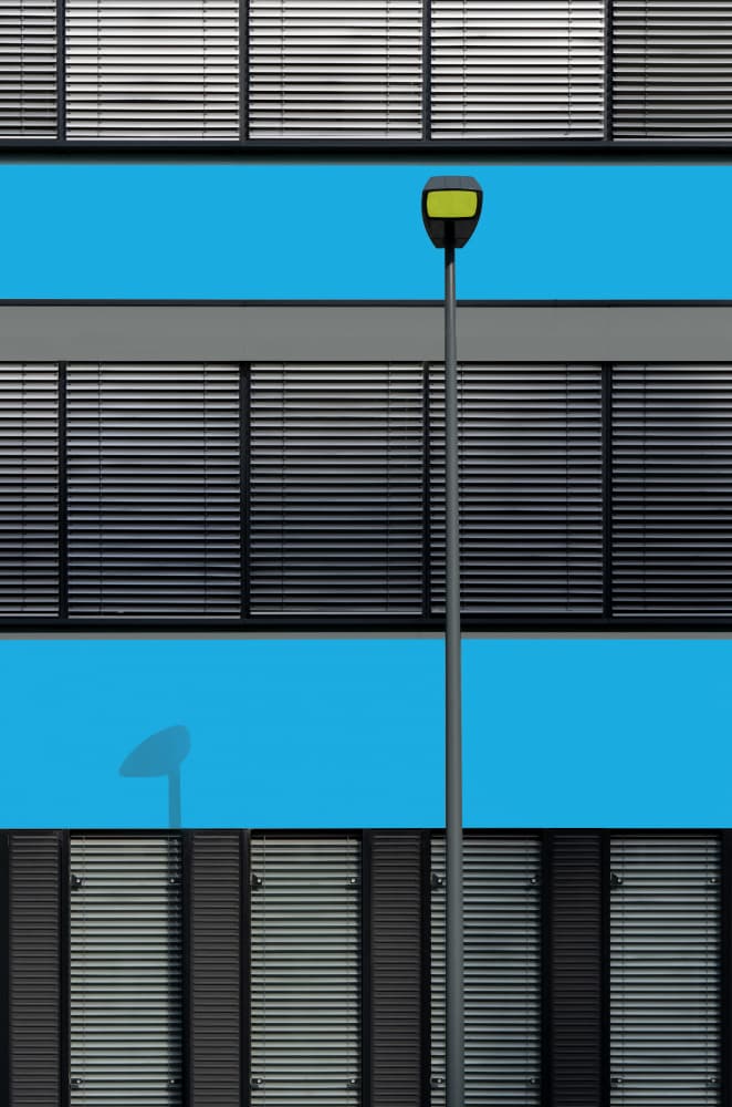 Street Lamp Blue Building by Streiff Marcel — canvas wall art