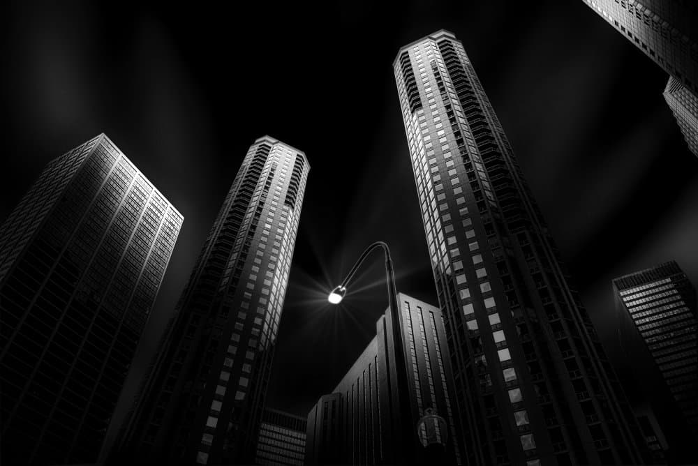 Dark City Towers by Catherine Wang — canvas wall art