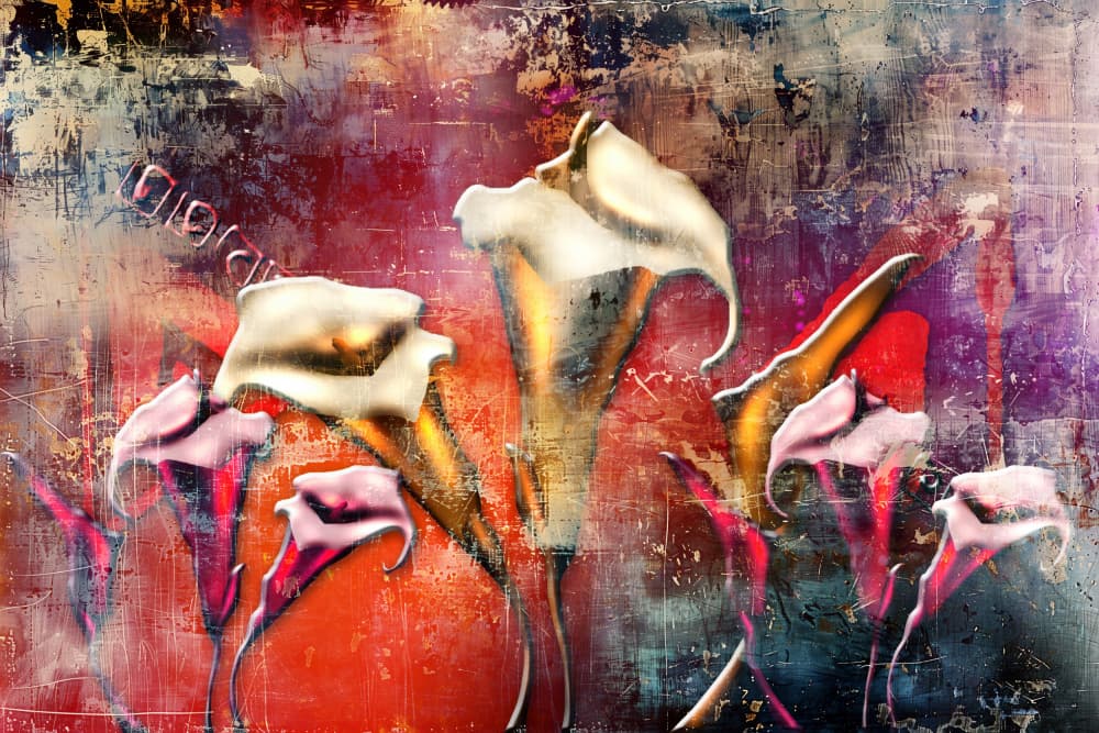 Vibrant Calla Lilies Abstract by Rafal Kulik — canvas wall art
