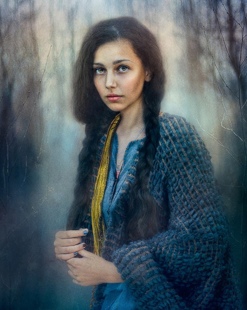 Moody Forest Girl by Svetlana Melik-Nubarova — canvas wall art