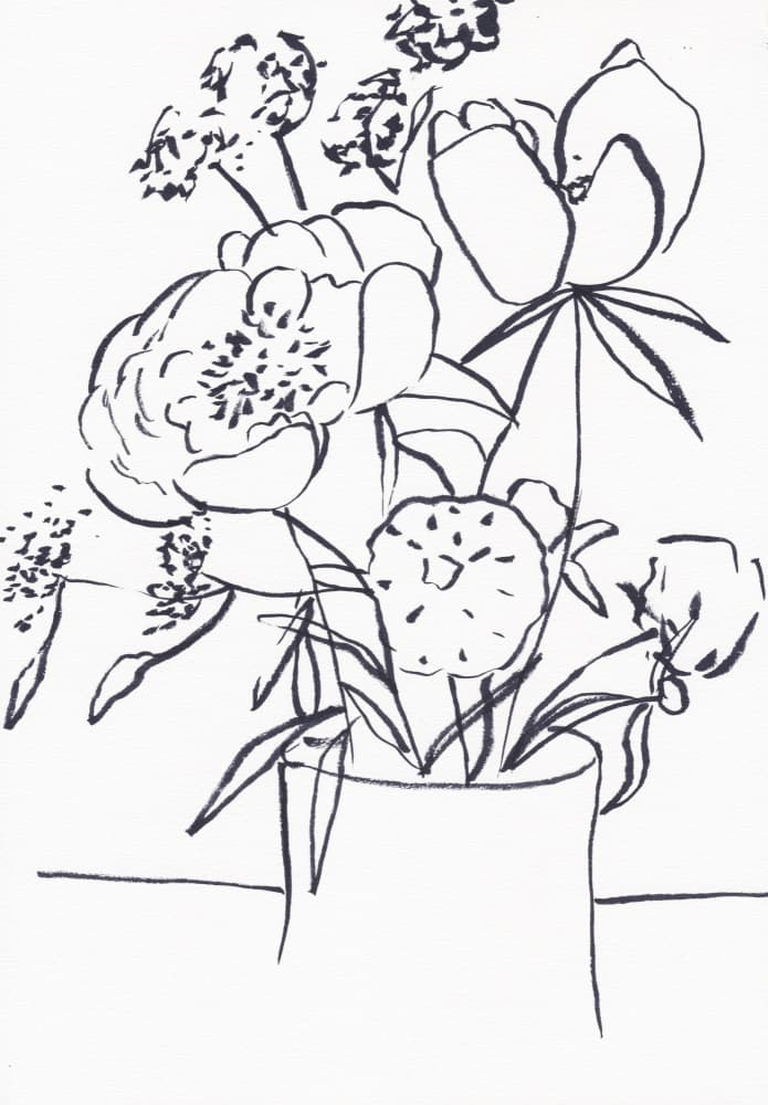 Elegant Floral Sketch by Christine Lindstrom — canvas wall art