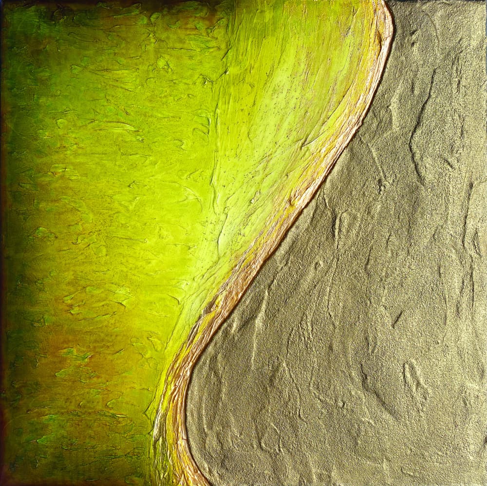 Vibrant Green Gold Texture by Alyson Storms — canvas wall art