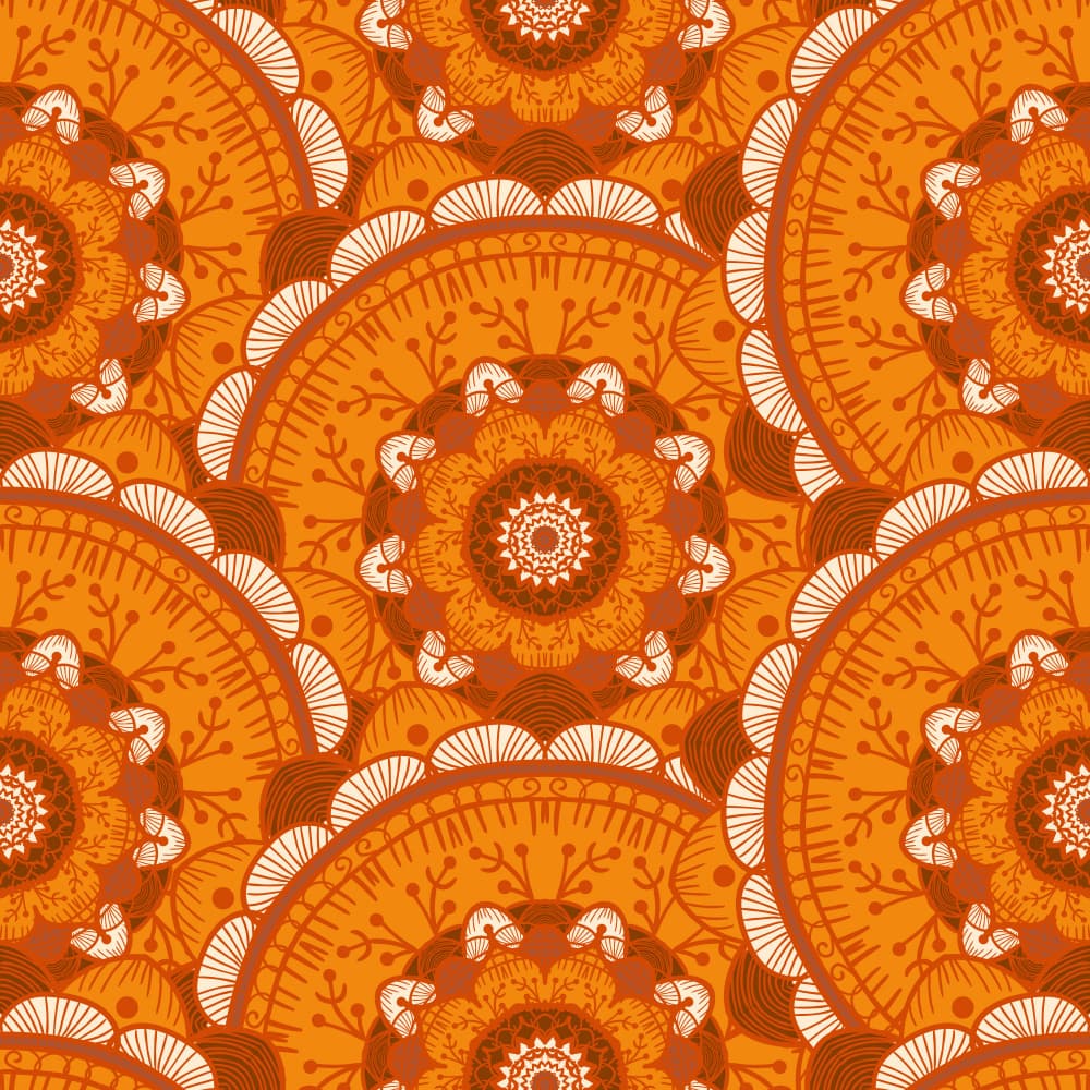 Orange Mandala Pattern by Marika Barsrsind — canvas wall art