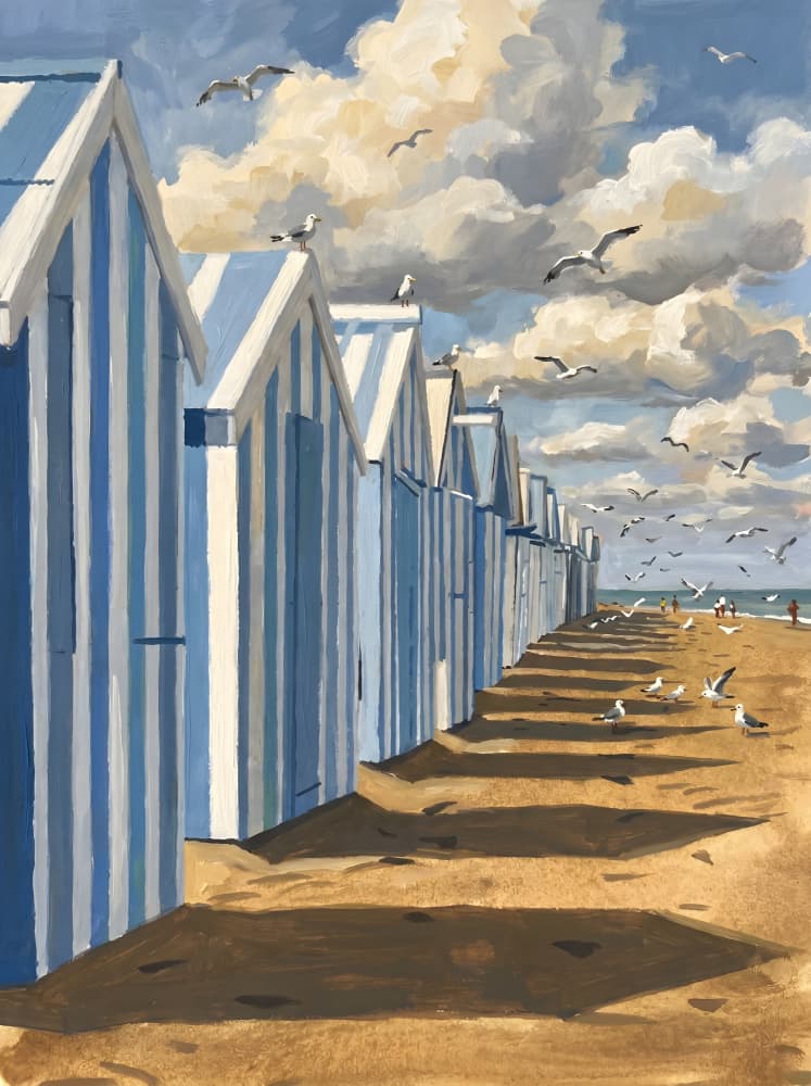 Seaside Beach Huts by HUGO — canvas wall art