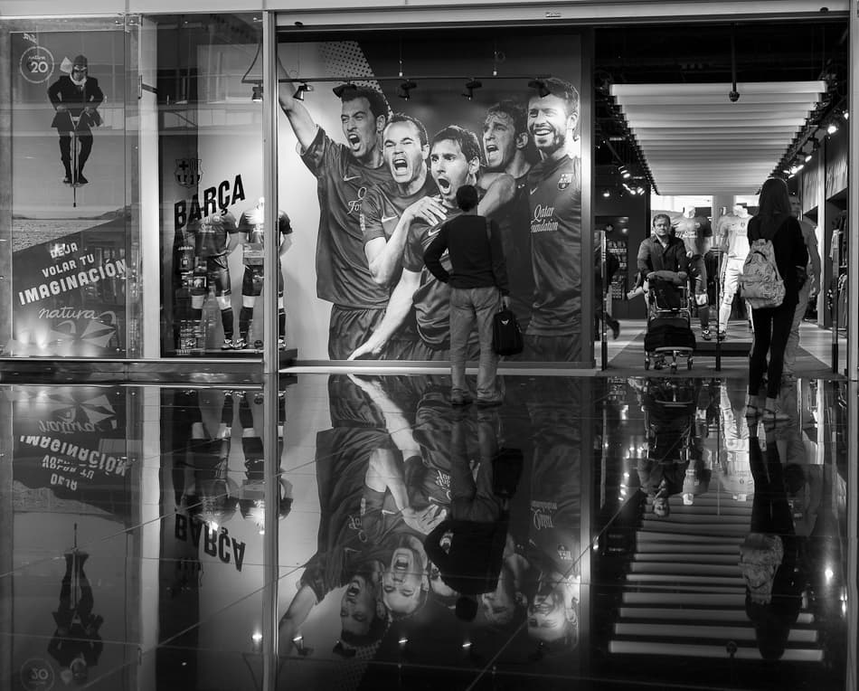 Soccer Store Reflections by Fatima Salcedo — canvas wall art