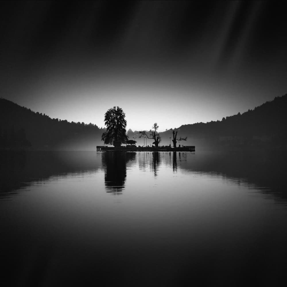 Serene Lake Reflection by Jassi Oberai — canvas wall art