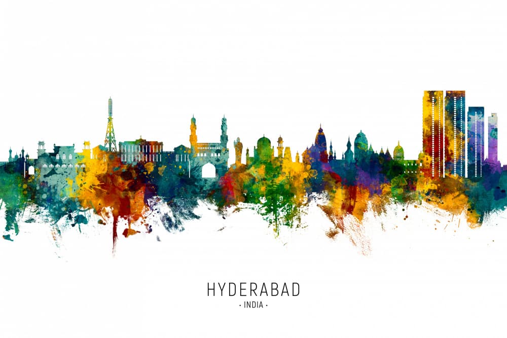 Vibrant Hyderabad Cityscape by Michael Tompsett — canvas wall art