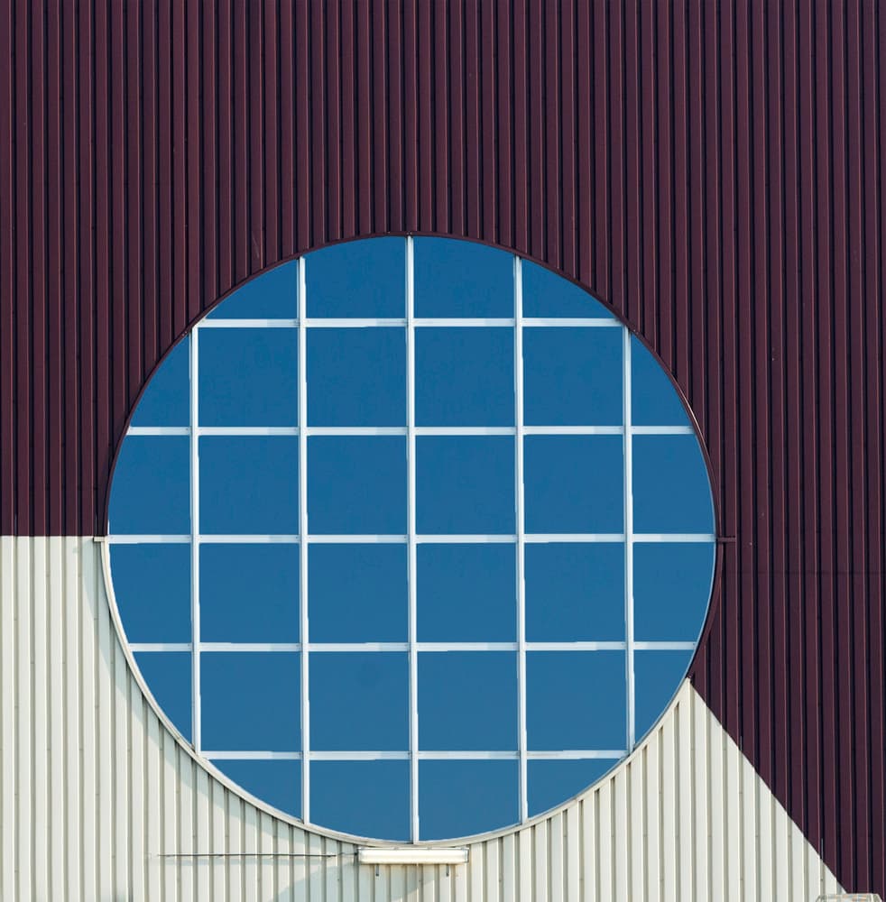 Geometric Blue Window by Jef Van den Houte — canvas wall art