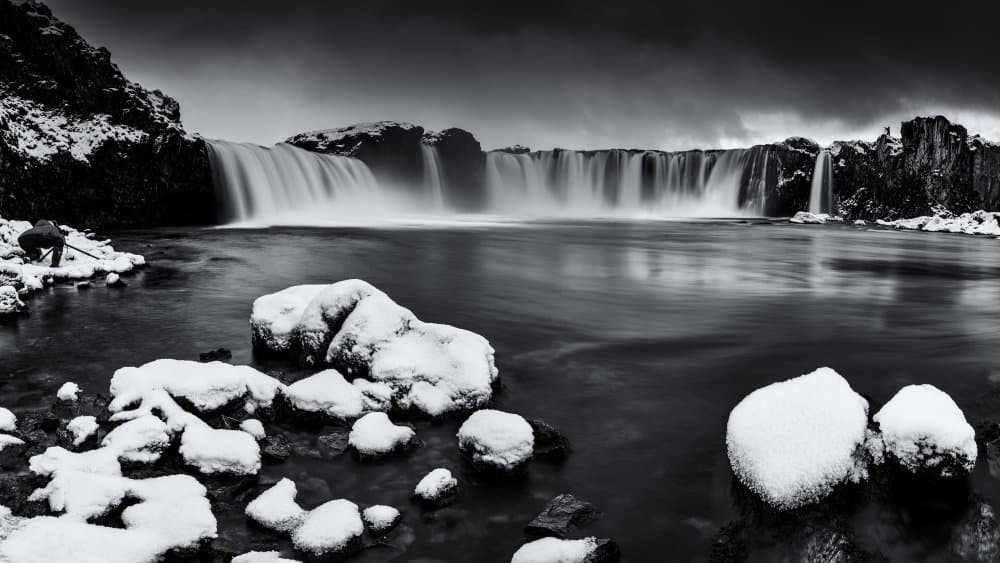 Godafoss Winter Waterfall by Sunny Ding — canvas wall art