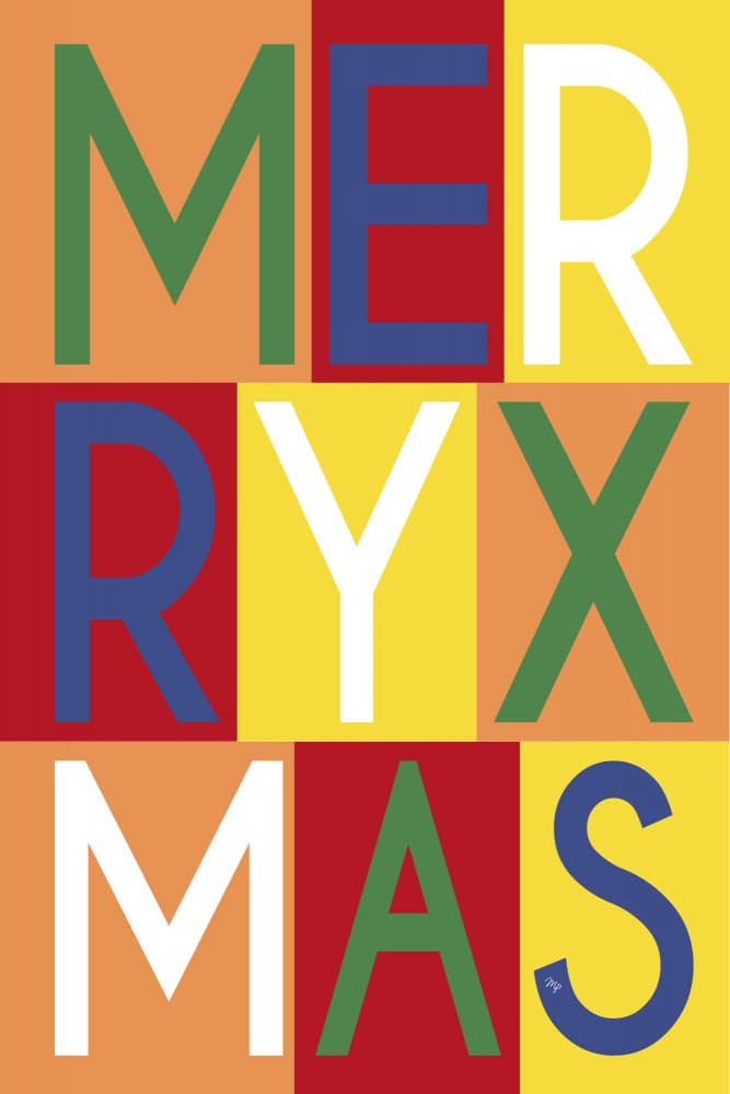 Merry Xmas Colorful Typography by Martina — canvas wall art