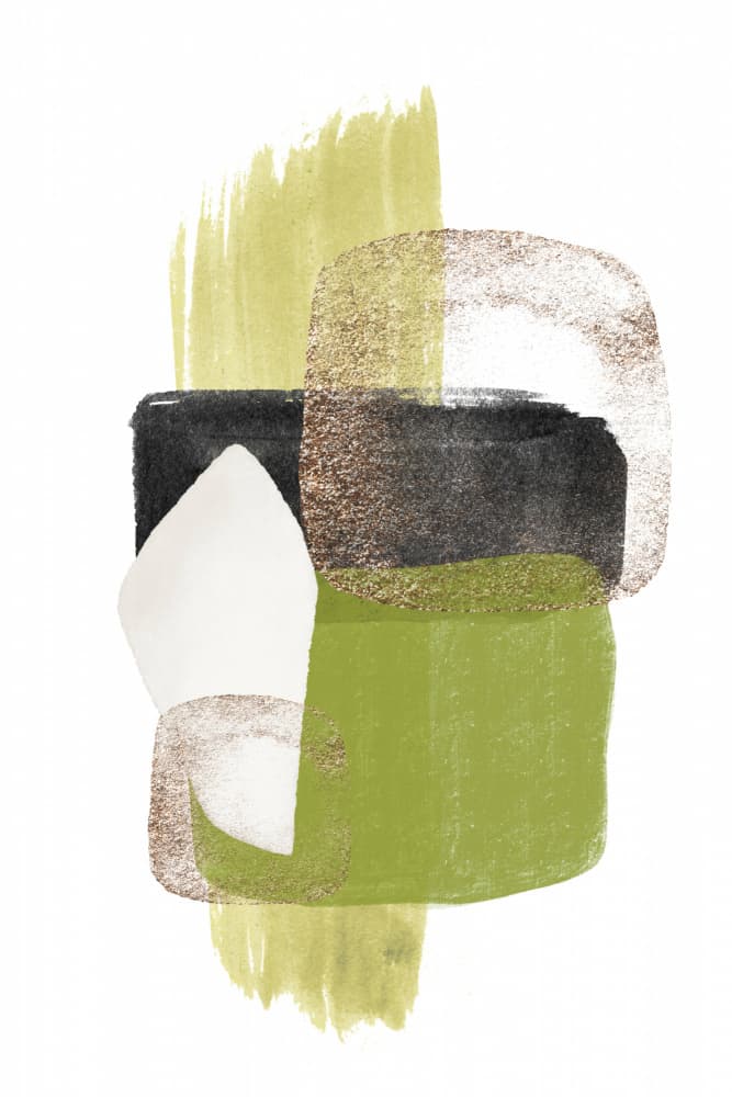 Green Gold Abstract Forms by Sally Ann Moss — canvas wall art