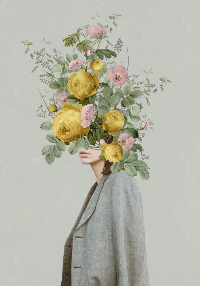 Surreal Botanical Portrait by Frida Floral Studio — canvas wall art