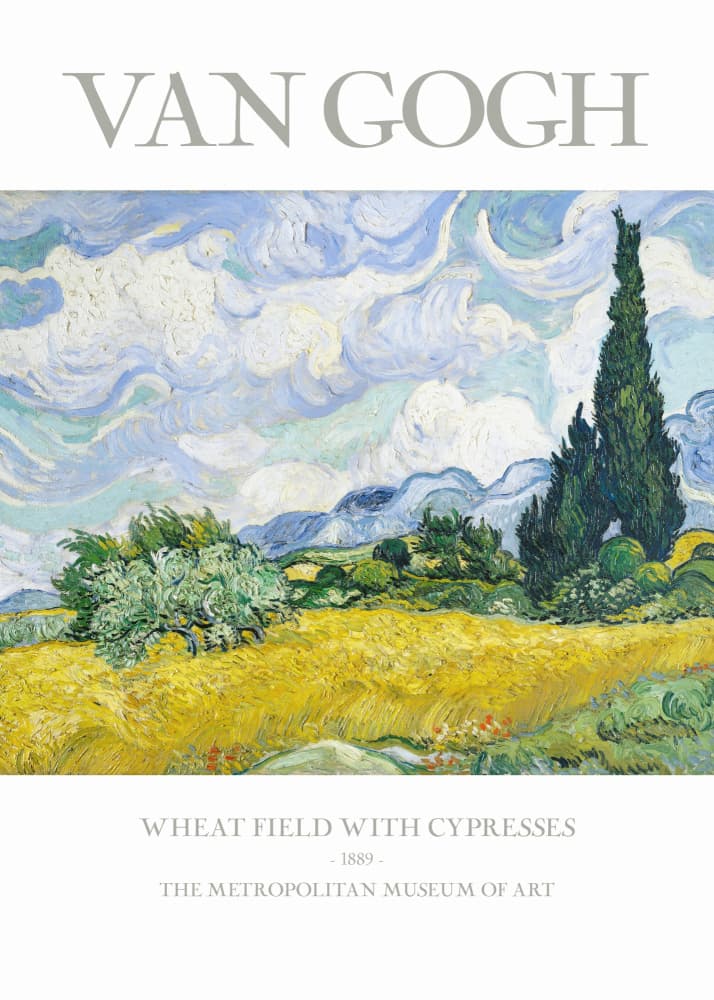 Wheat Field With Cypresses by Vincent Van Gogh — canvas wall art