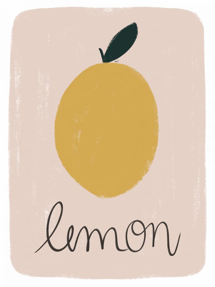 Yellow Lemon Drawing by Menina Lisboa — canvas wall art