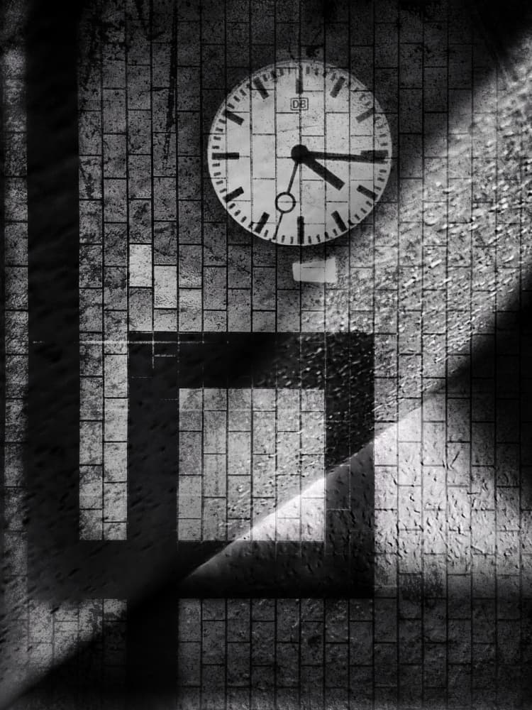 Station Clock Shadows by Holger Goehler — canvas wall art