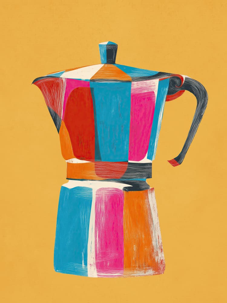 Vibrant Moka Pot by Flow Line — canvas wall art