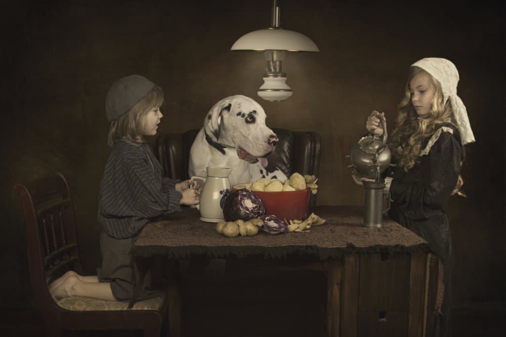 Children Dalmatian Dinner by Carola Kayen-Mouthaan — canvas wall art