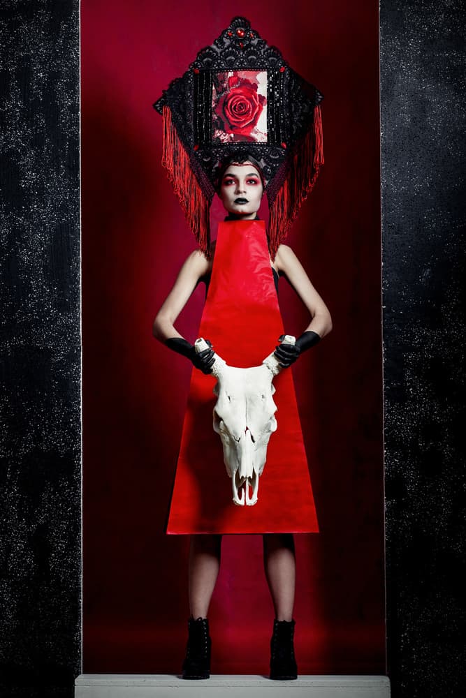 Red Fashion Gothic Skull by Photographer — canvas wall art