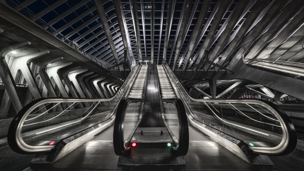 Modern Escalator Architecture by Rolf Lampert — canvas wall art