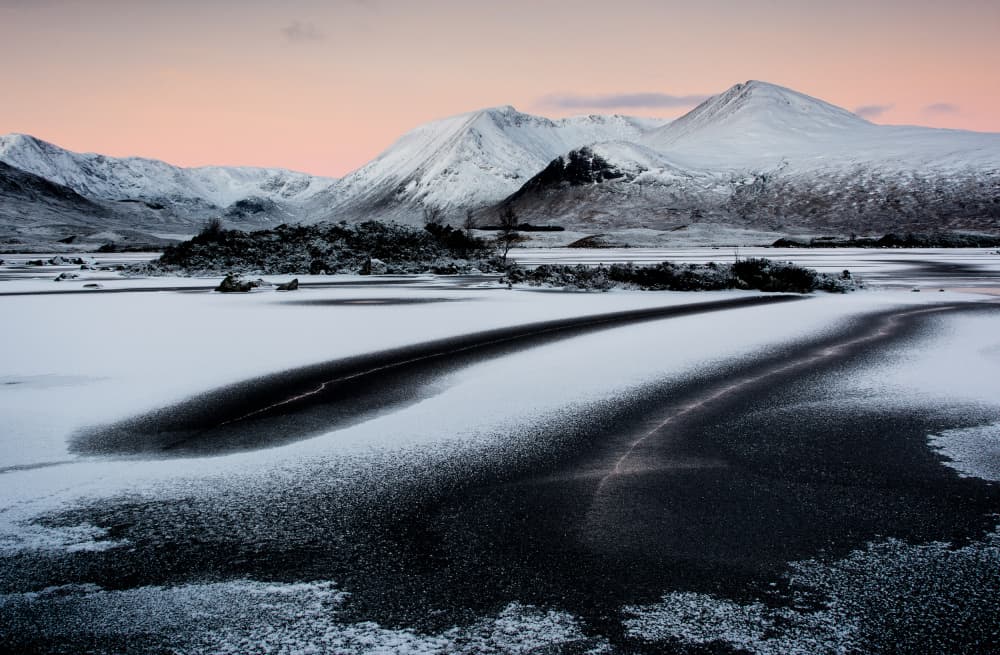Pink Sky Winter Mountains by Peter Paterson — canvas wall art