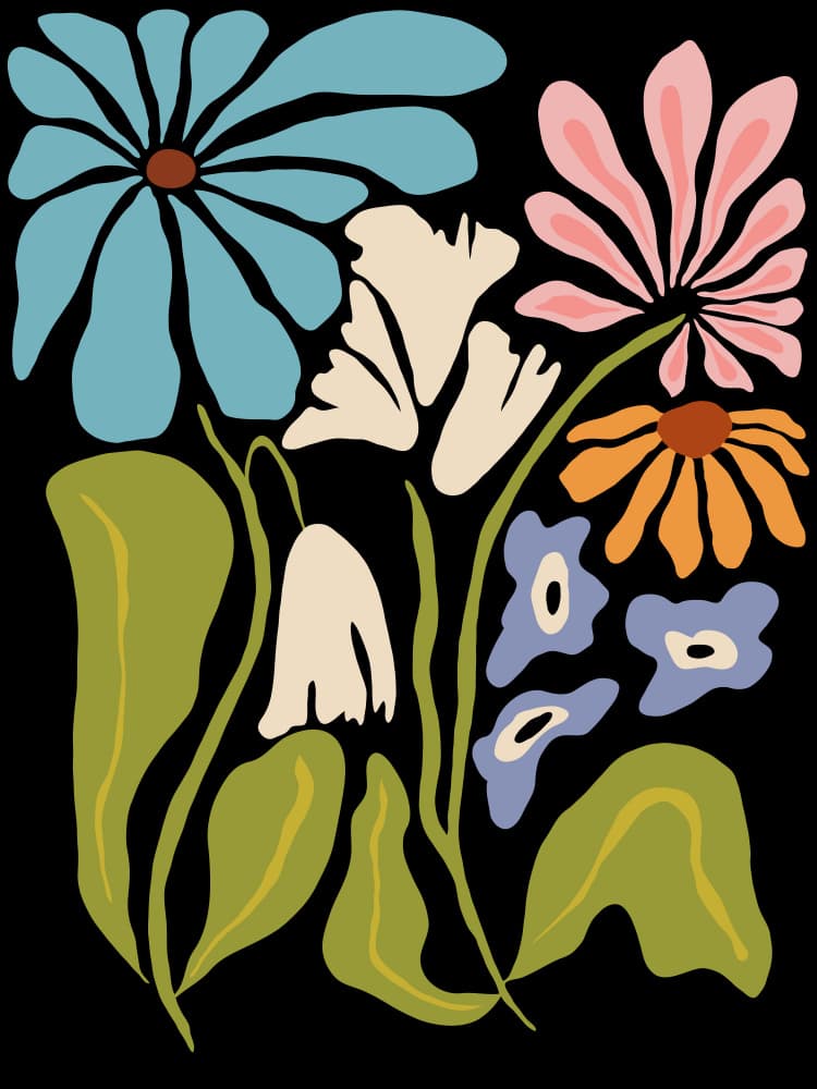 Groovy Floral Garden by Miho Art Studio — canvas wall art