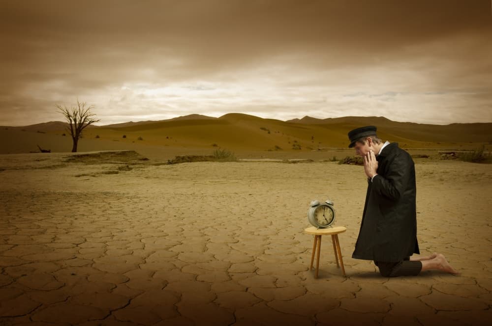 Man and Desert Clock by Christine von Diepenbroek — canvas wall art