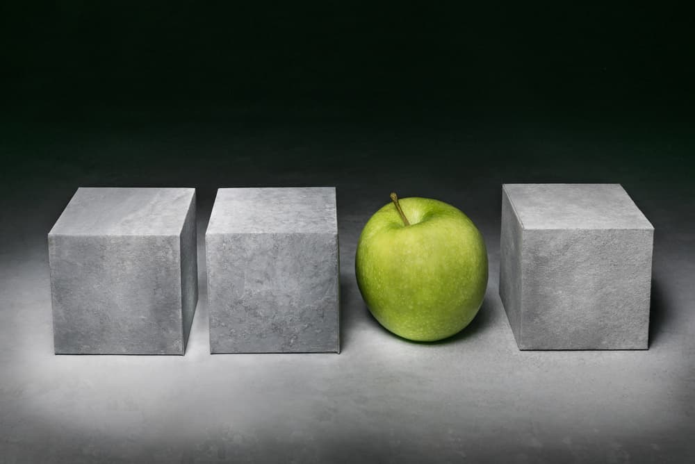 Green Apple Among Blocks by Christophe Verot — canvas wall art