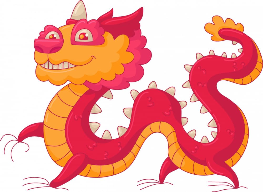 Happy Chinese Dragon by Marika Barsrsind β canvas wall art