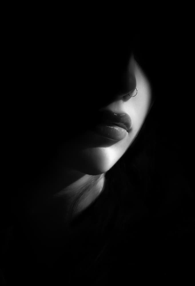 Shadowed Lips Portrait by Toni Fidanza — canvas wall art