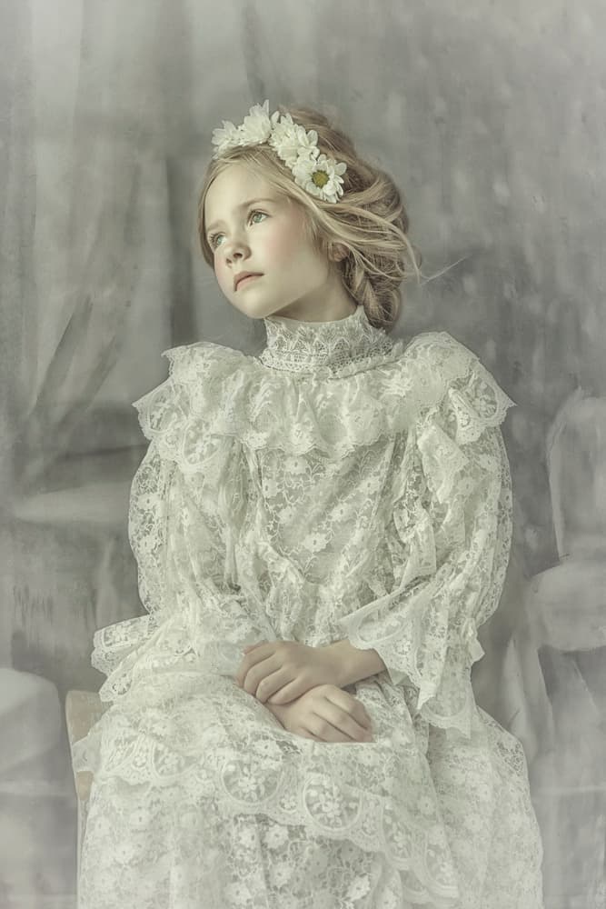 Dreamy Lace Girl by Carola Kayen-Mouthaan — canvas wall art