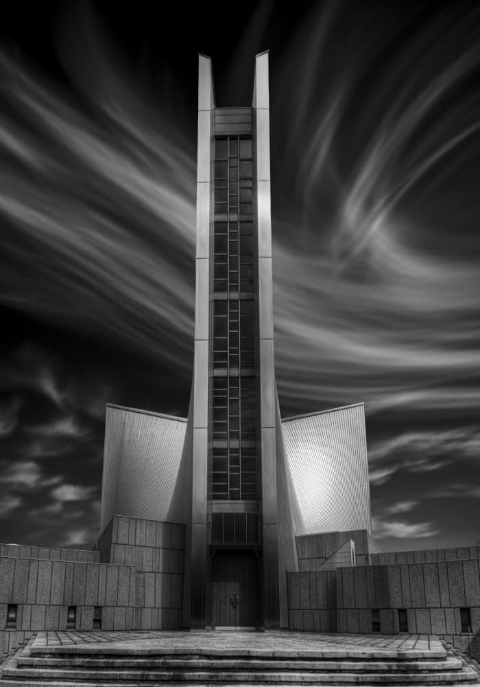 Dramatic Modern Church by Tomoshi Hara — canvas wall art