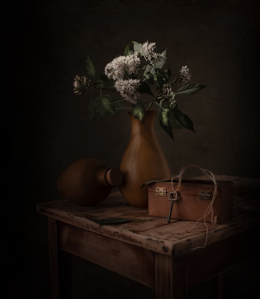 White Flowers Rustic Key by Margareth Perfoncio — canvas wall art