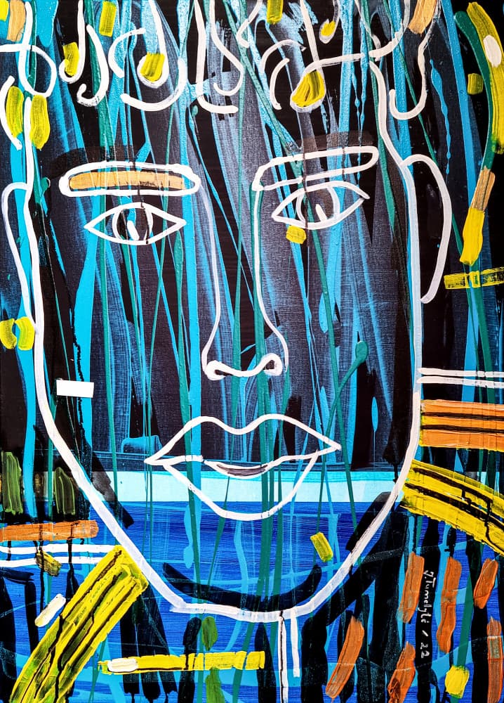 Vibrant Abstract Face by Julija Belickienė — canvas wall art