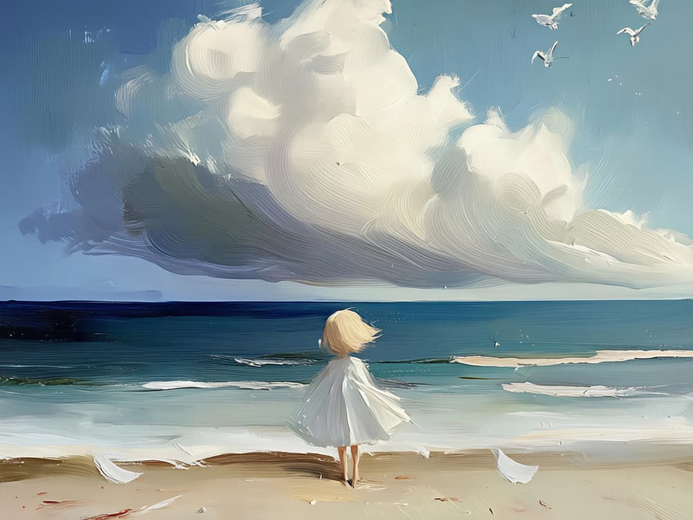 Girl Watching Sea by Avanesova Elena — canvas wall art