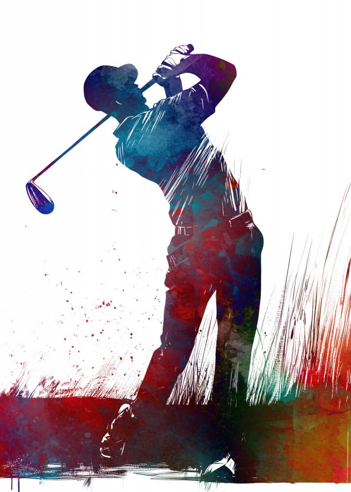 Vibrant Golf Swing by Justyna Jaszke — canvas wall art