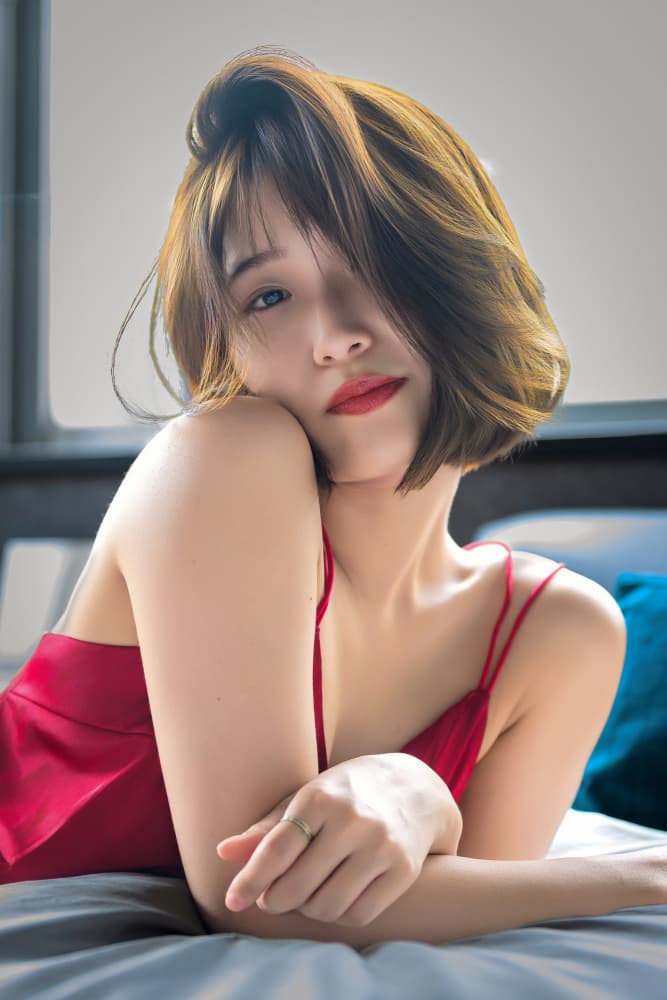 Alluring Gaze Red Dress by GABA — canvas wall art