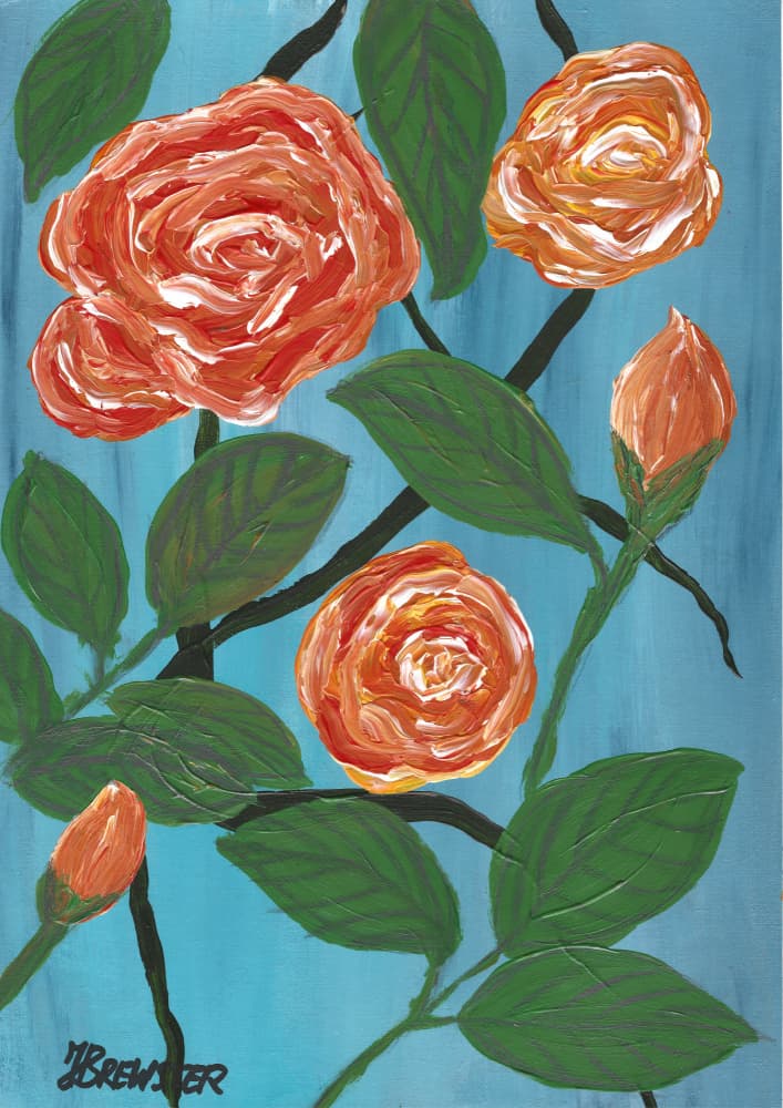 Vibrant Orange Roses by Janine Brewster — canvas wall art