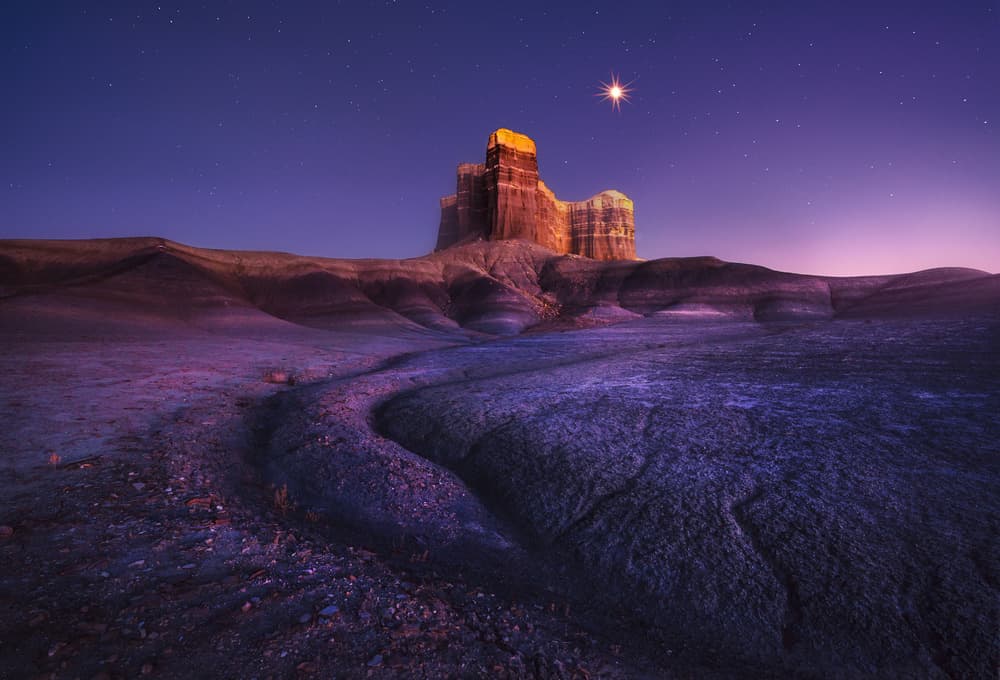 Starry Desert Landscape by Atanu Bandyopadhyay — canvas wall art