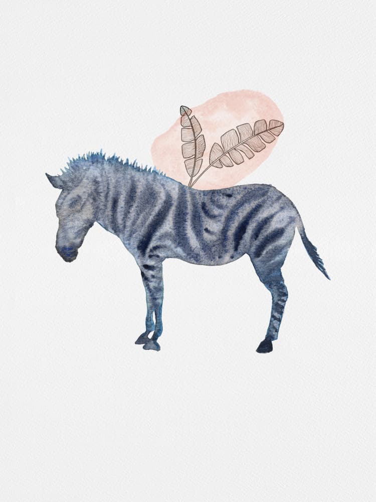 Blue Zebra Bloom by Suchi Deb — canvas wall art