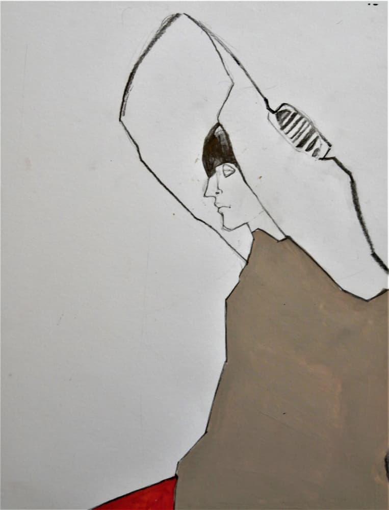 Hooded Woman Profile by Doris Schmitz — canvas wall art