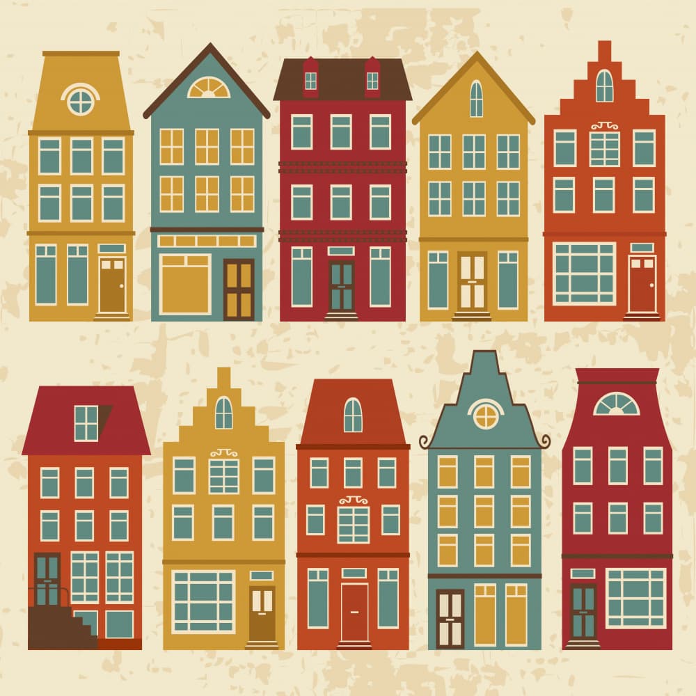 Charming European Houses by Olga Galeeva — canvas wall art